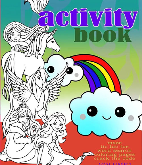 fairy mermaid princess pegasus unicorn activity book 8 12 maze tic tac toe word search coloring page drawing vol 1 enchanted escapades drawing and unicorns activitie jpg 500x580