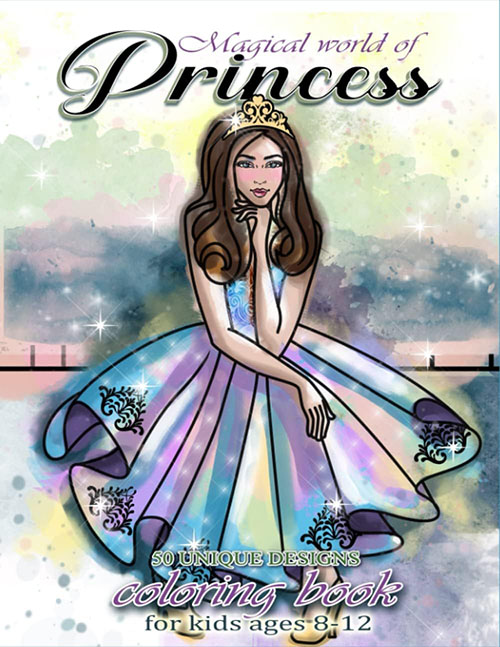 magical world of princess coloring book for kids 8 12 years old princess gift idea present or party favor for girls 50 unique designs 1 jpg