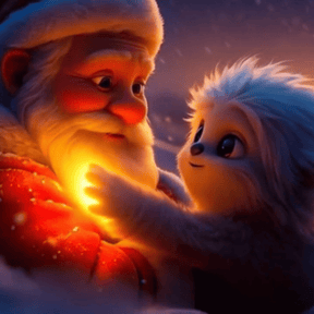Santa Claus and Yeti on Christmas